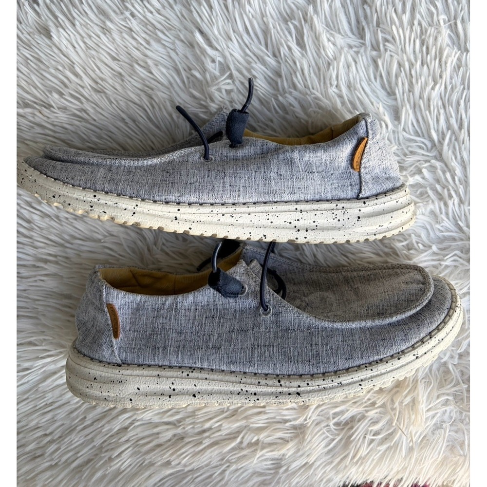 Hey Dude Wendy Shoes Womens Size 8 Chambray White Blue Slip On Comfort Loafers - Picture 9 of 11